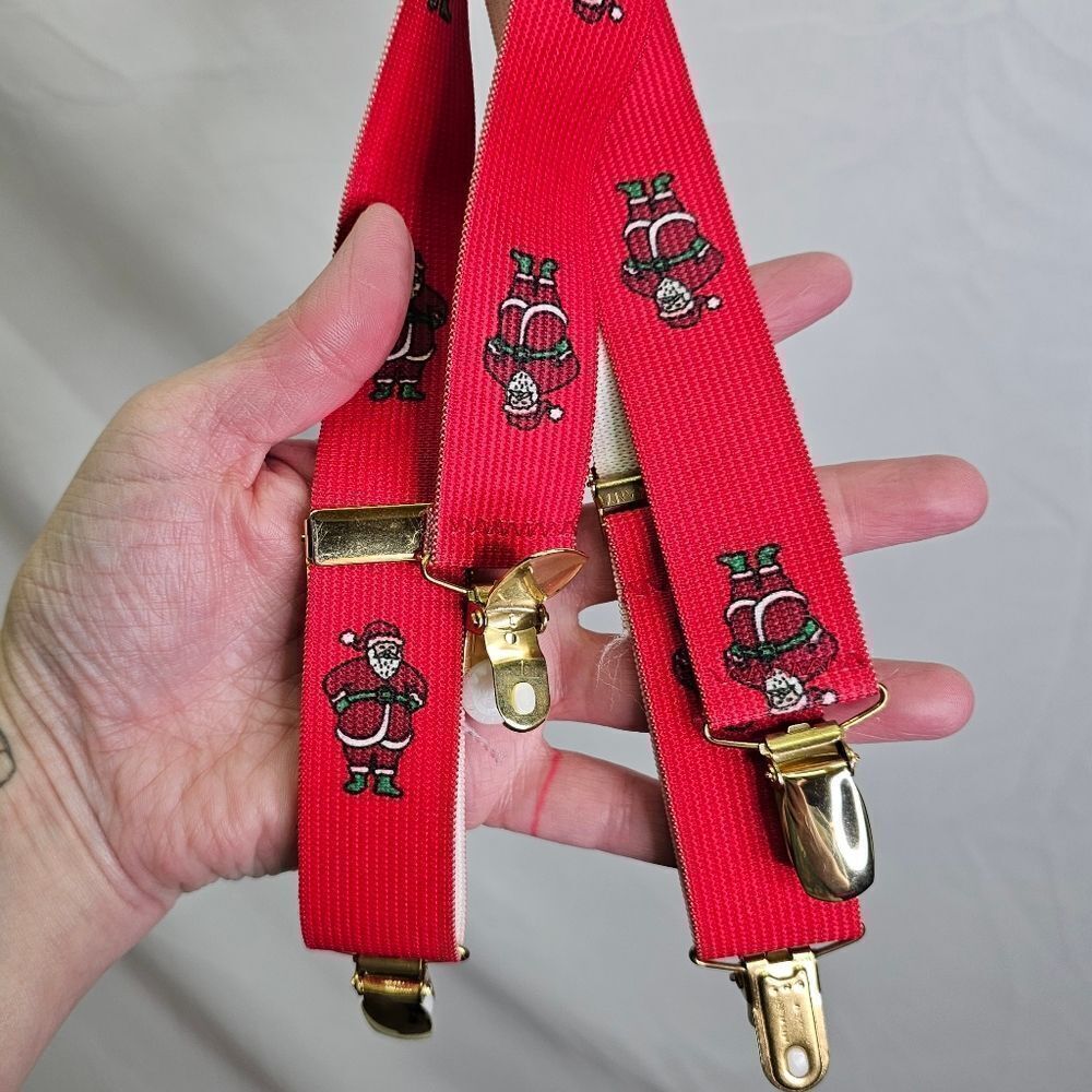 Christmas Santa Claus Red Suspenders One Size
